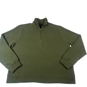 Barbour Sweater Quarter Zip Mens XL Green Cotton Knit Classic Outdoor Pullover